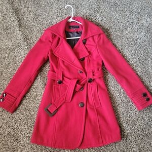 Giacca Vibrant RED Double-Breasted Pea Coat